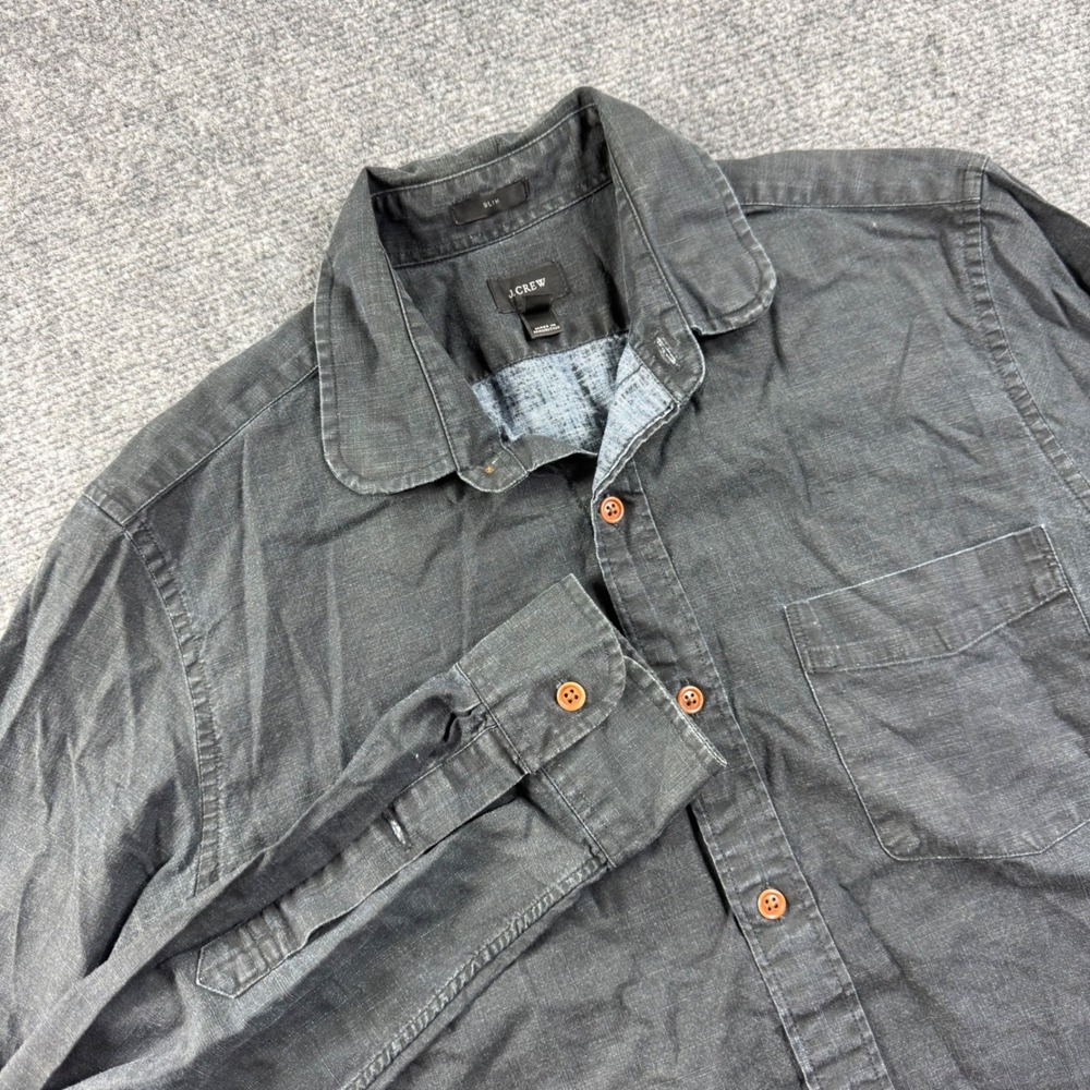 J.Crew Button Down Shirt Small Gray Slim Fit Cotton Long Sleeve Mens